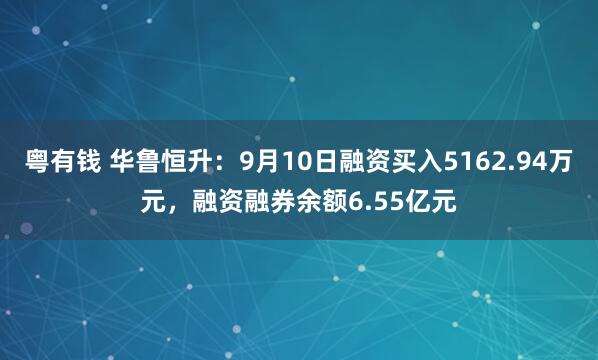 粤有钱 华鲁恒升：9月10日融资买入5162.94万元，融资融券余额6.55亿元